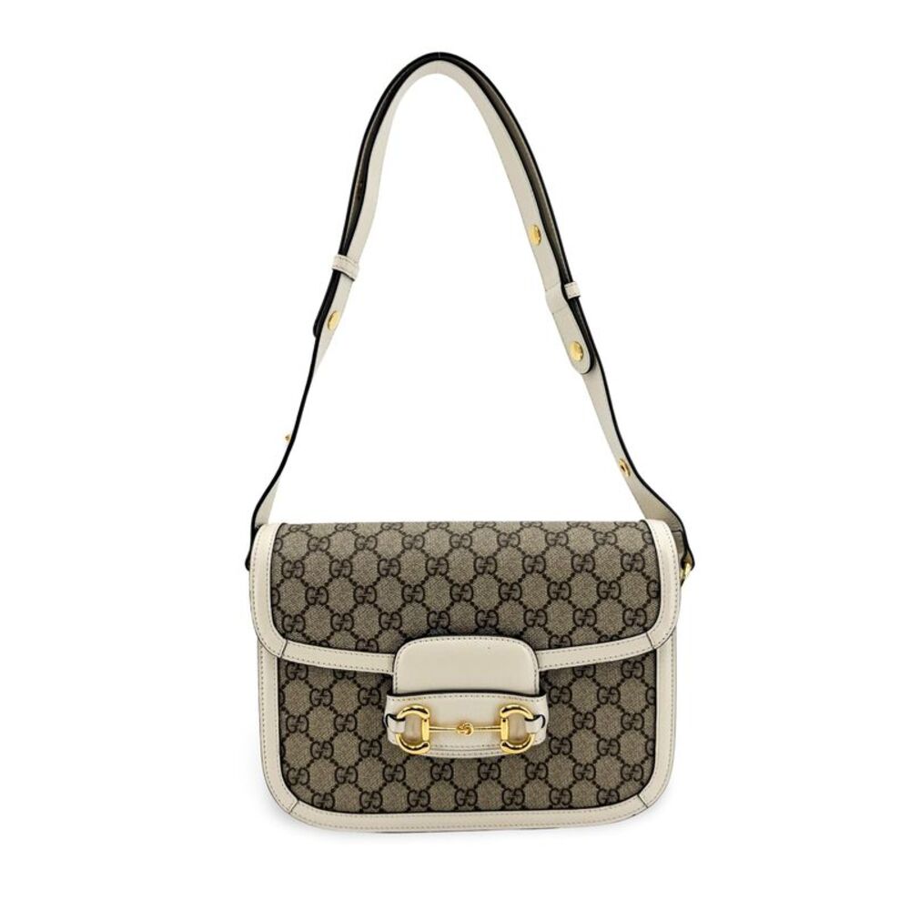 Gucci Horsebit 1955 Gg Coated Canvas With Leather Beige Canvas Shoulder Bag Bag
